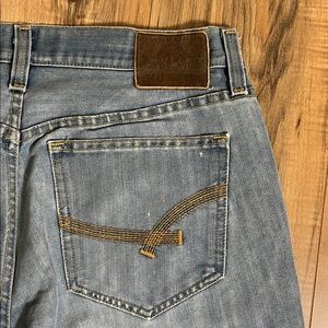 VTG ECKO UNLTD Jeans Mens Blue Y2K THE RHINO Distressed Embroidered Sz 34